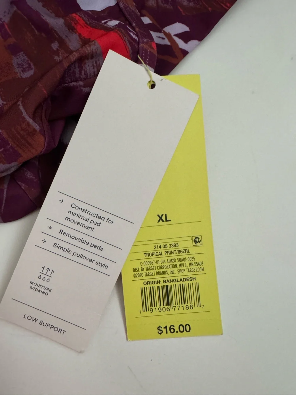 All in Motion NWT Target Strappy Low Support Sports Bra in Plum Print size XL - Picture 6 of 8